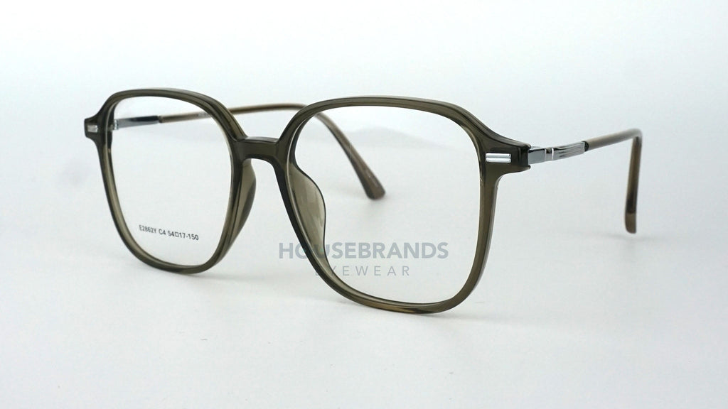 Ember Olive Translucent Square Frames (E2862Y-C4)