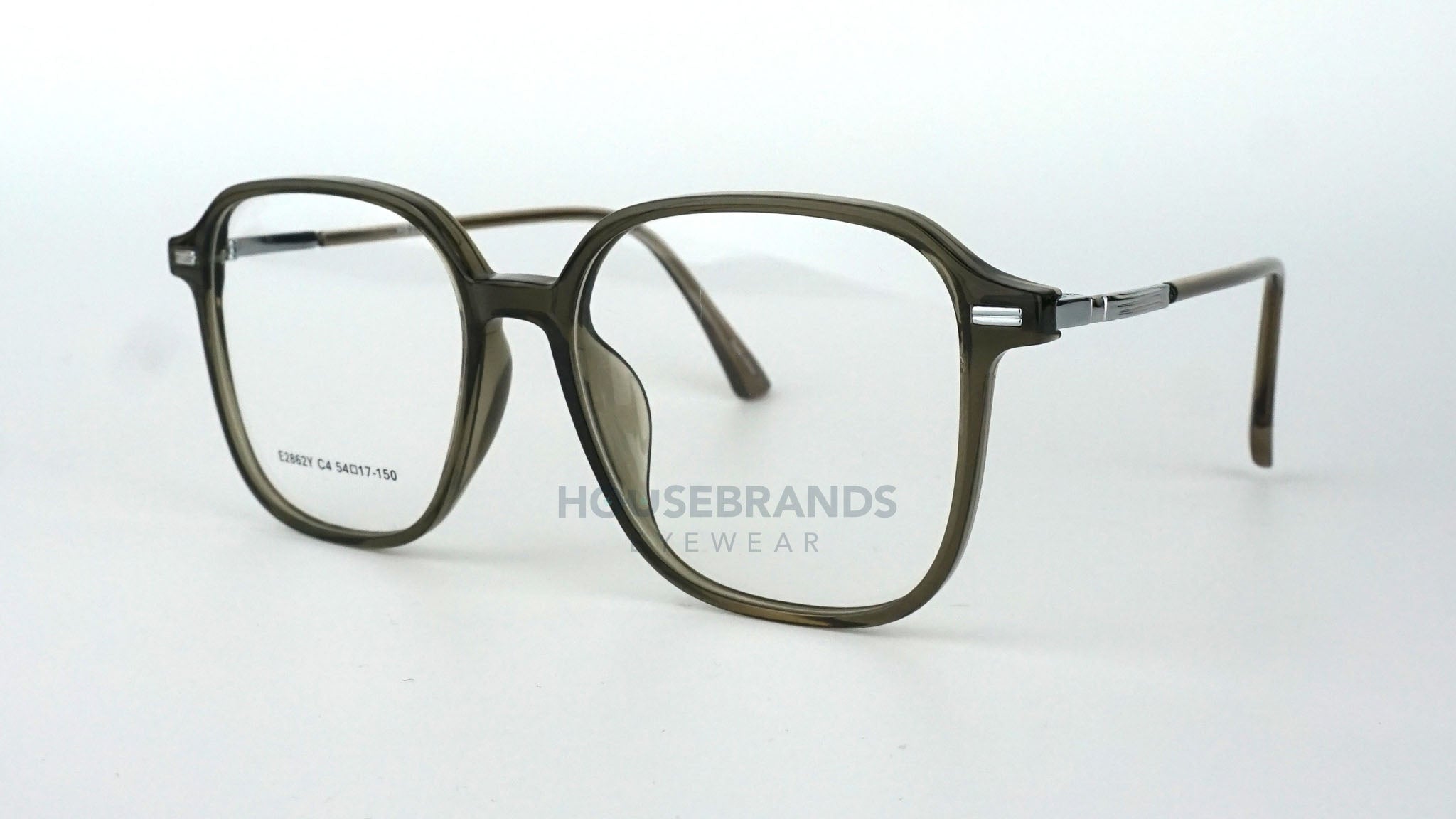 Ember Olive Translucent Square Frames (E2862Y-C4)