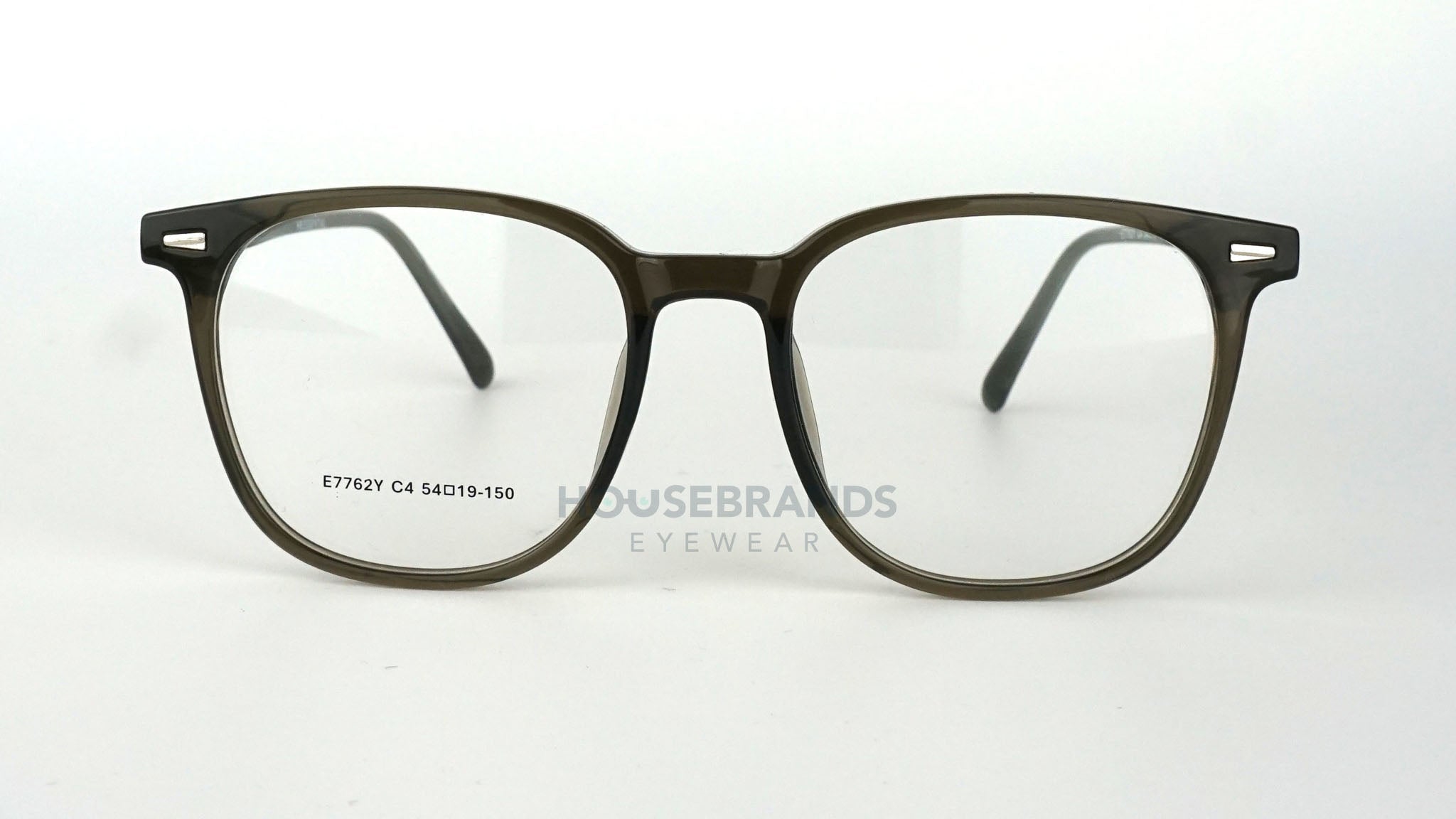 Translucent Grey Square Rivet Eyeglasses (E7762Y-C4)