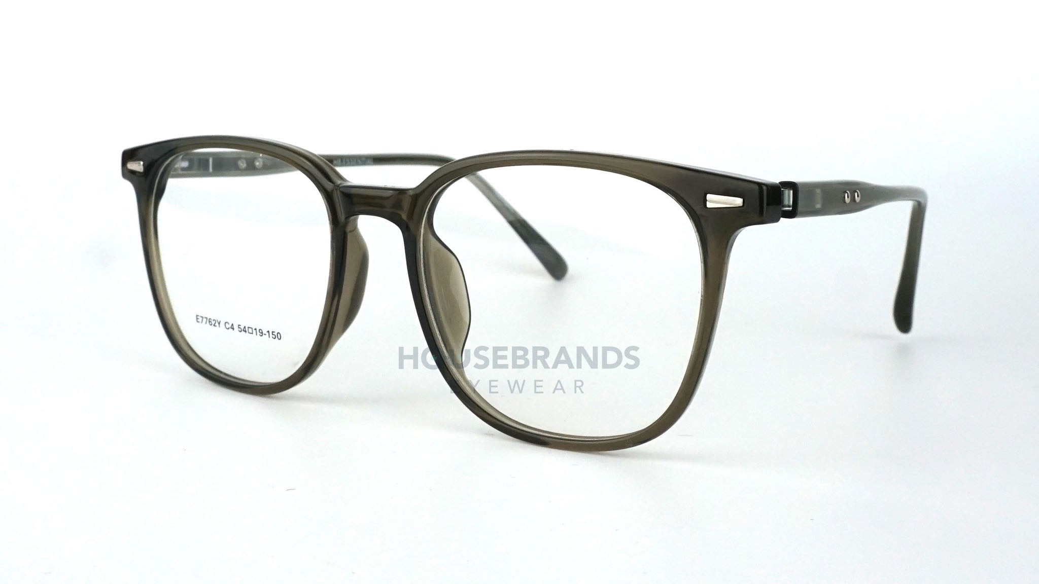 Translucent Grey Square Rivet Eyeglasses (E7762Y-C4)