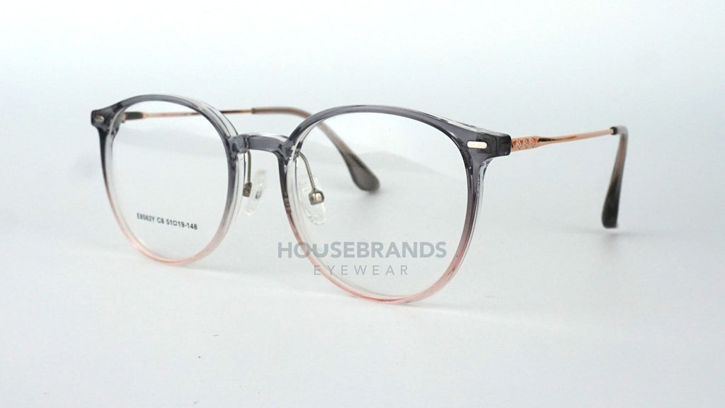 Blush Gradient Round Metal Eyeglasses (E8562Y-C8)