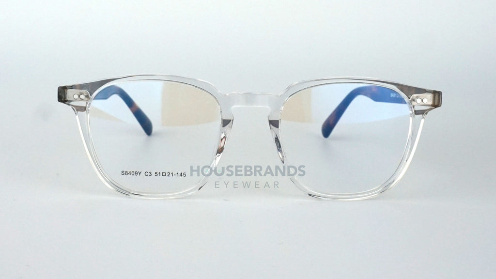 Vista Clear Tortoise-Accent Square Frames (S8409Y-C3)