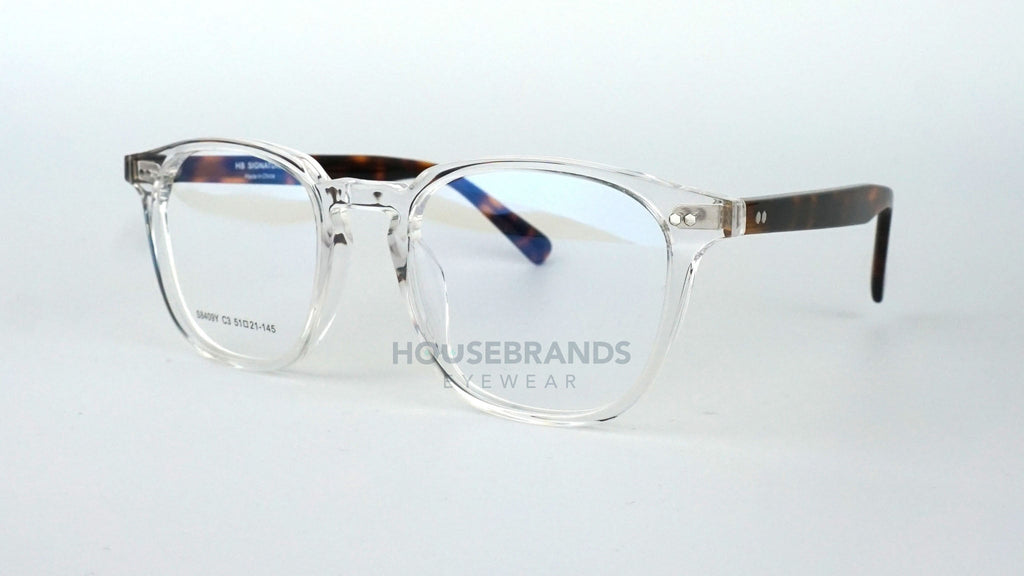 Vista Clear Tortoise-Accent Square Frames (S8409Y-C3)
