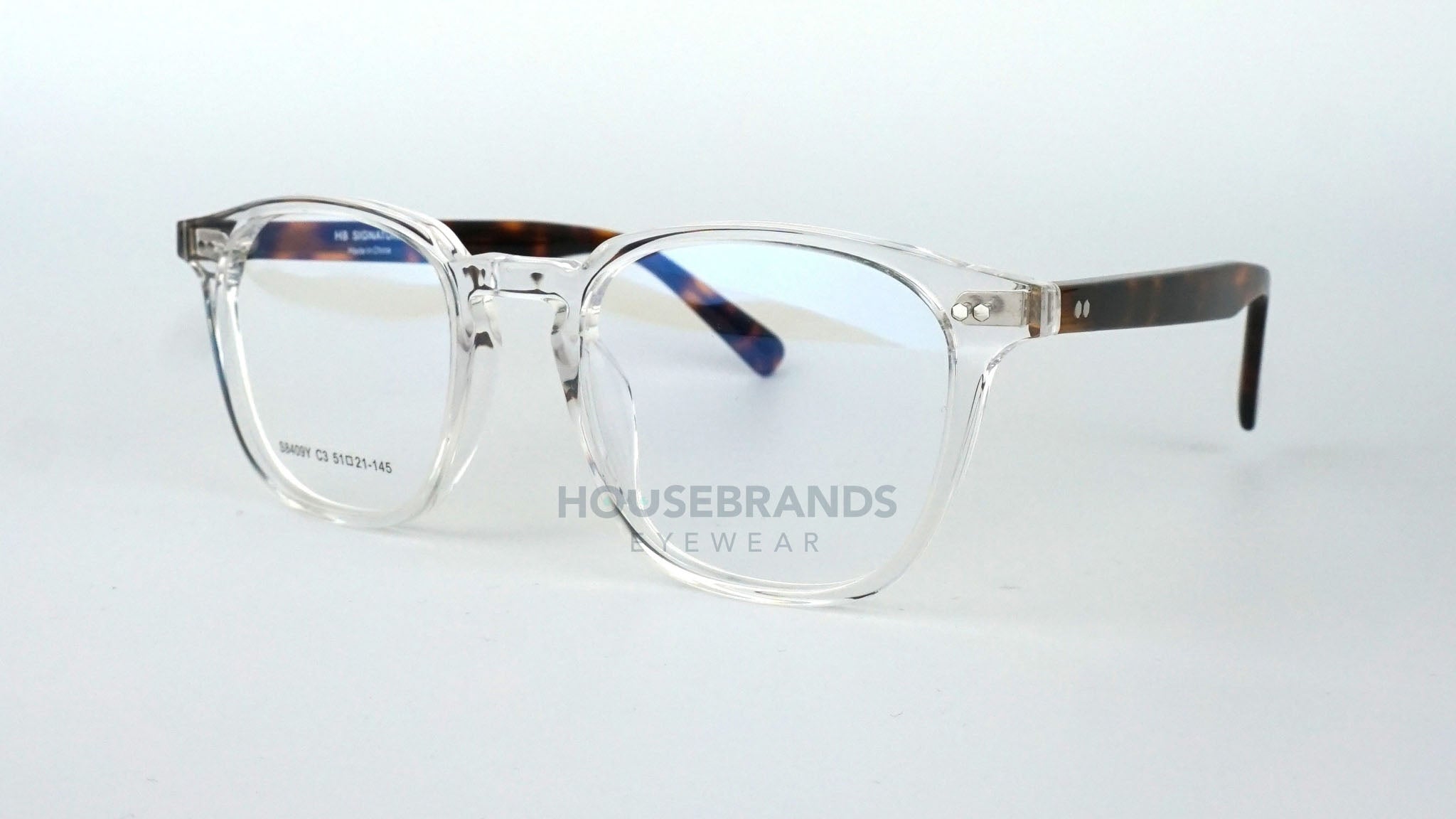 Vista Clear Tortoise-Accent Square Frames (S8409Y-C3)